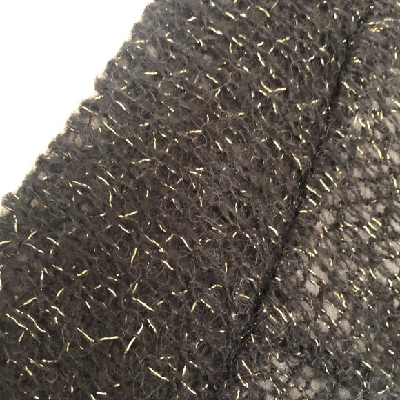 DVF black & gold puff sleeve crossover v-neck sweater Med - Picture 5 of 6